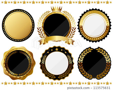 Set of 6 luxurious emblems, gold 113575631