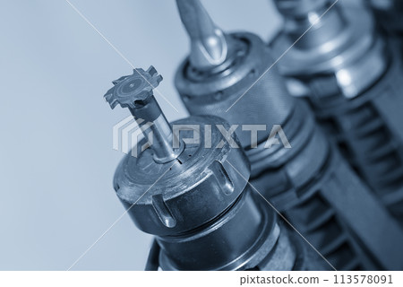 The T-slot tool in the tool magazine of machining center. 113578091