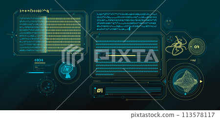 Sci-fi interface of data decoding program. 113578117