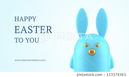 Easter bunny toy character 3d banner design template festive congratulations animal realistic vector illustration Easter bunny toy character 3d banner design template festive congratulations animal realistic vector illustration 113578363