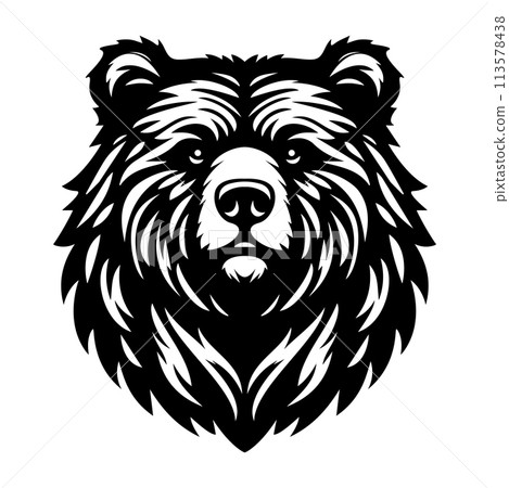 Black and white vector illustration of bear head Black and white vector illustration of bear head 113578438