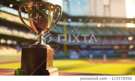 場和獎盃。獲勝獎盃的圖像 113578500