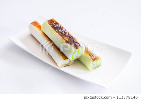 Just grilled green onions Just grilled green onions 113579140