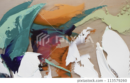Fragment of multicolored texture painting. Abstract art background. oil on canvas. Fragment of multicolored texture painting. Abstract art background. oil on canvas. 113579260