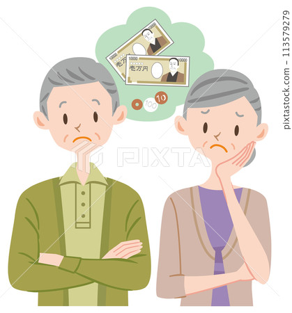 Elderly couple struggling with money, elderly people, retirement funds Elderly couple struggling with money, elderly people, retirement funds 113579279