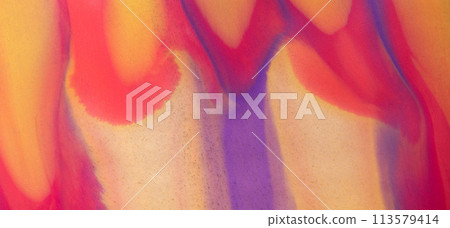 Abstract Fluid Acrylic Painting. Liquid background. Duotone compositions with gradient flow shape. 113579414