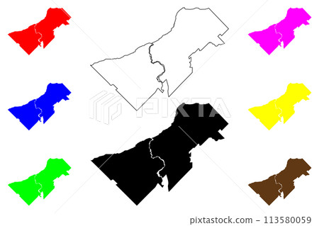 Levis city (Canada, Quebec Province) map vector illustration, scribble sketch Ville de Levis map 113580059