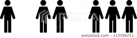 People pictogram standing silhouette icon whole body group set 113580251