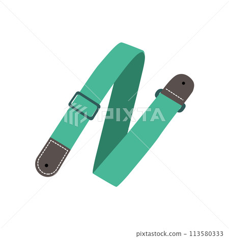 Strap for acoustic and electric guitar. Hand drawn cute vector illustration for sticker, patch, badge. Strap for acoustic and electric guitar. Hand drawn cute vector illustration for sticker, patch, badge. 113580333
