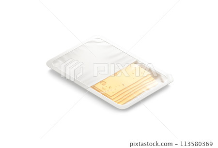 Blank white transparent cheese pack mockup, side view 113580369