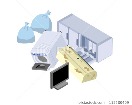 Illegal dumping garbage pile (home appliances and garbage bags) 113580409