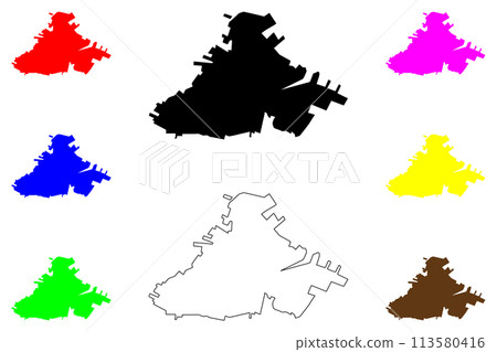 Talca city (Republic of Chile) map vector illustration, scribble sketch Talca City and Commune map 113580416