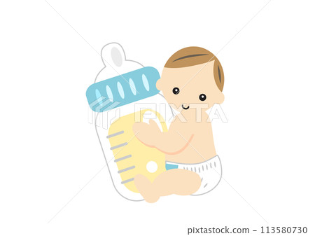 拿著乳瓶的嬰孩 拿著乳瓶的嬰孩 113580730