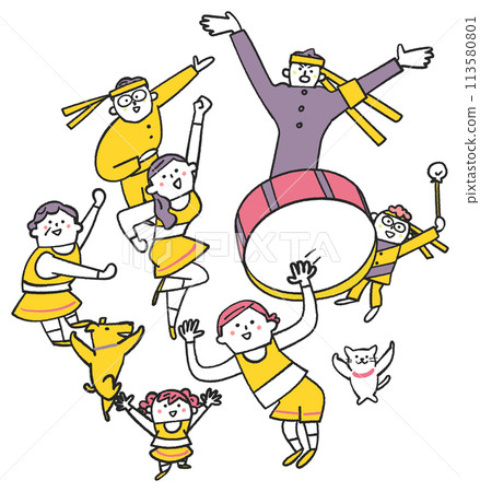 啦啦隊和啦啦隊支持你，略俯視插畫素材 113580801