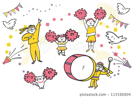 Cheerleading family and cheer squad cheering for you Illustration material 113580804