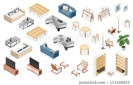 Isometric living room furniture. Modern... - Stock Illustration ...
