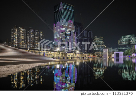 April 12 2024 the landscape of the kai tak avenue park with apartment 113581370