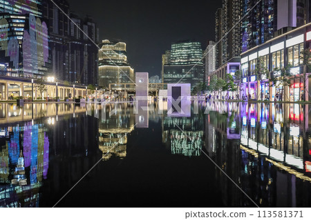 April 12 2024 the landscape of the kai tak avenue park with apartment 113581371