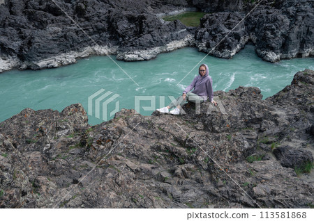 Woman at the river Katun Woman at the river Katun 113581868