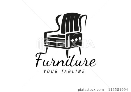 Sofa Silhouette Furniture design template vector illustration 113581994