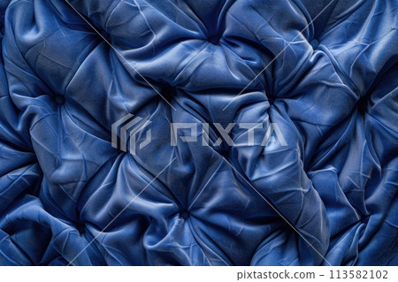 seamless pattern of crumpled expanse of blue fabric 113582102