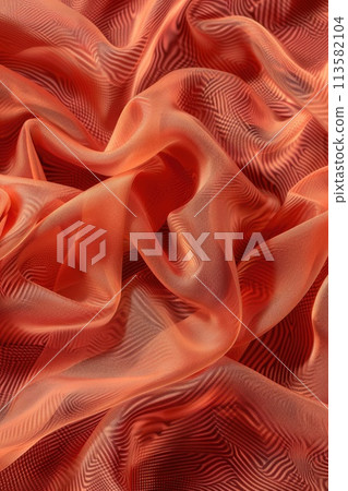 Seamless pattern of The rich red fabric, crinkled and creased 113582104