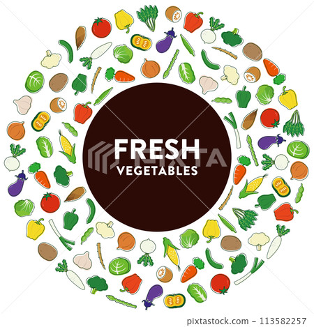 各種蔬菜的圓框 各種蔬菜的圓框 113582257
