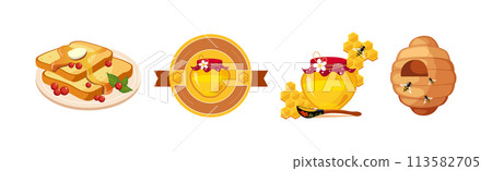 Honey Food and Product Item and Element Vector Set 113582705