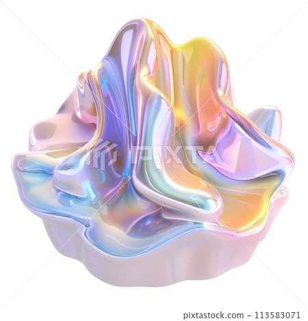 An abstract wave of iridescent fabric creates a fluid, mesmerizing pattern An abstract wave of iridescent fabric creates a fluid, mesmerizing pattern 113583071