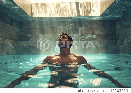 Professional man swimmer inside swimming pool 113583364