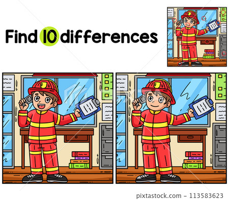 Firefighter Receiving a Call Find The Differences 113583623