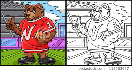 American Football Bear Mascot Illustration 113583627