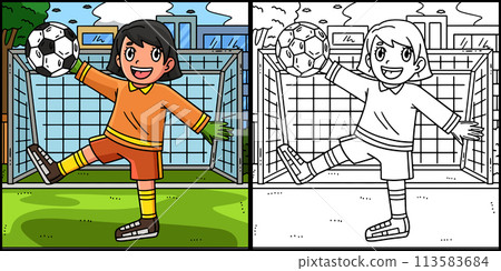 Soccer Girl Goal Keeper Coloring Page Illustration Soccer Girl Goal Keeper Coloring Page Illustration 113583684