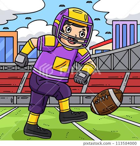 American Football Player Kicking Ball Colored American Football Player Kicking Ball Colored 113584000