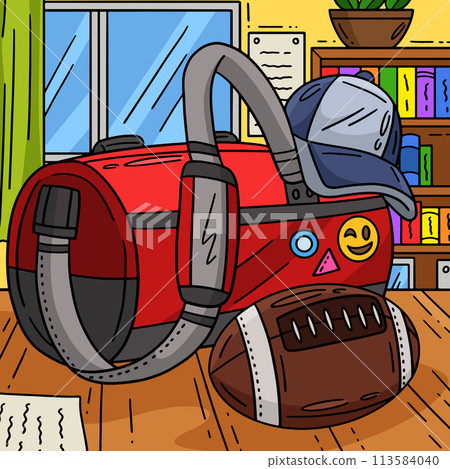 American Football Sports Bag Colored Cartoon American Football Sports Bag Colored Cartoon 113584040