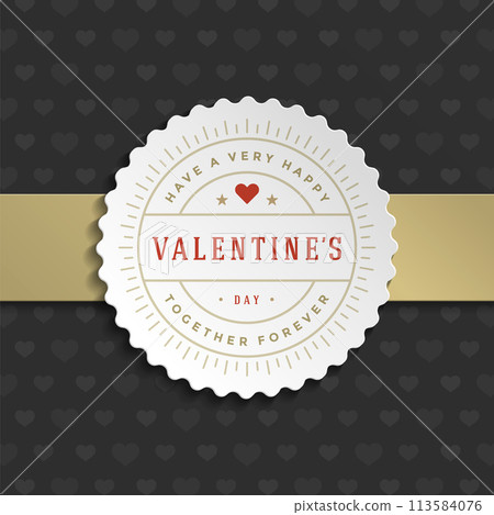 Valentines Day greeting card or poster vector illustration 113584076