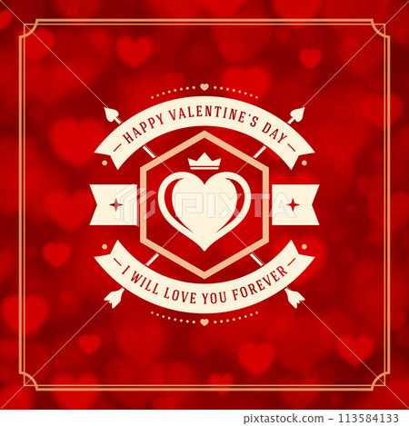 Elegant Valentines Day Card With Romantic Greeting 113584133