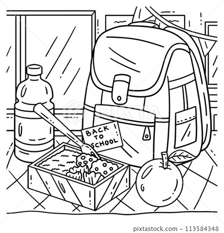 First Day of School Bag and Lunch Box Coloring First Day of School Bag and Lunch Box Coloring 113584348