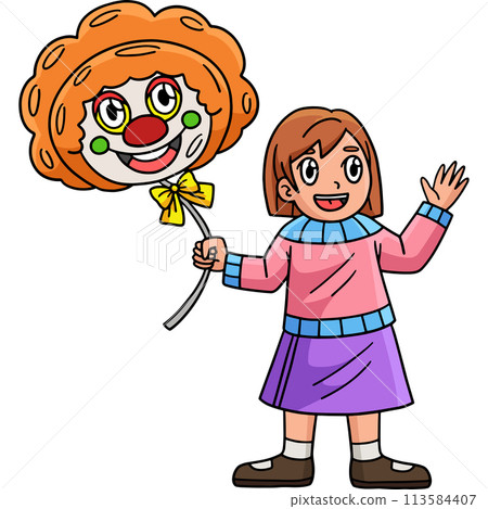 Circus Child with a Clown Balloon Cartoon Clipart Circus Child with a Clown Balloon Cartoon Clipart 113584407