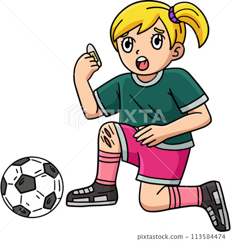 Girl with a Soccer Ball Injured Knee Clipart Girl with a Soccer Ball Injured Knee Clipart 113584474