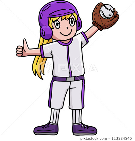 Baseball Girl Pitcher Waving Cartoon Clipart Baseball Girl Pitcher Waving Cartoon Clipart 113584540