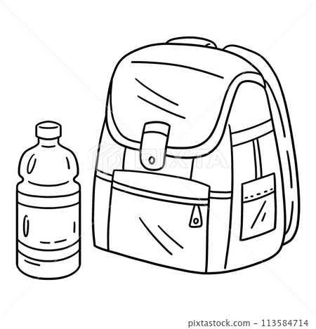 First Day of School Bag Bottle of Water Isolated  113584714