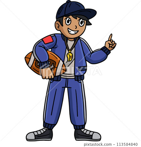 American Football Coach Cartoon Colored Clipart  113584840