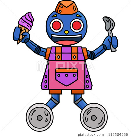 Robot Ice Cream Vendor Cartoon Colored Clipart I Robot Ice Cream Vendor Cartoon Colored Clipart I 113584966