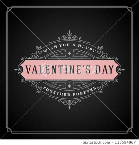Valentines Day greeting Card or Poster and Heart vector illustration Valentines Day greeting Card or Poster and Heart vector illustration 113584967