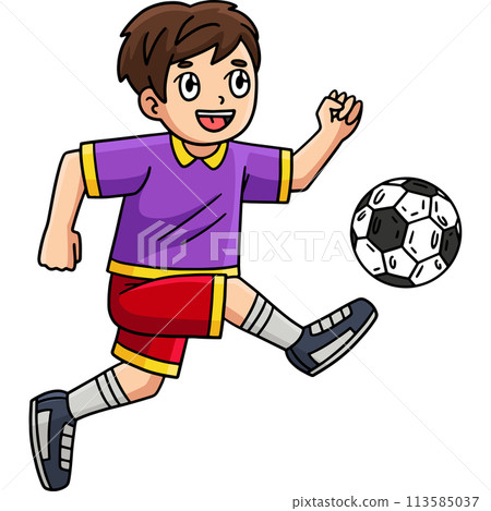 Boy Kicking Soccer Ball Cartoon Colored Clipart Boy Kicking Soccer Ball Cartoon Colored Clipart 113585037