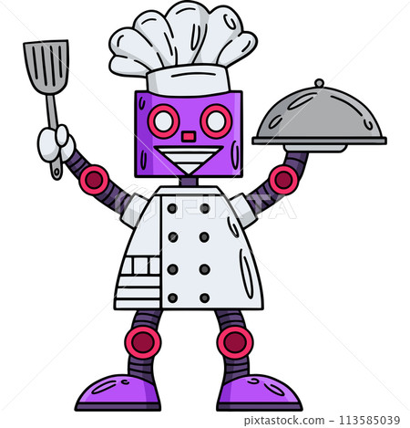Robot Chef Cartoon Colored Clipart Illustration Robot Chef Cartoon Colored Clipart Illustration 113585039