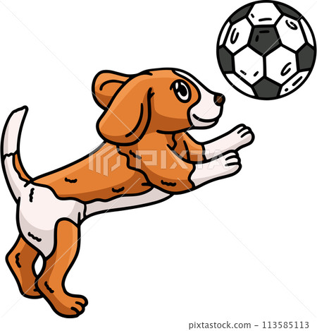 Dog Playing Soccer Cartoon Colored Clipart 113585113