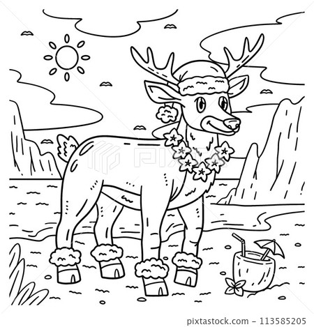 Christmas in July Reindeer with Necklace Coloring Christmas in July Reindeer with Necklace Coloring 113585205