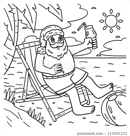 Christmas in July Santa Sunbathing Coloring  113585223